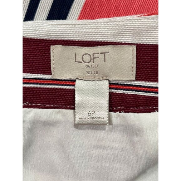 LOFT Petite Striped Textured Pencil Skirt Pink Brown Gold Size 6P - Picture 2 of 6